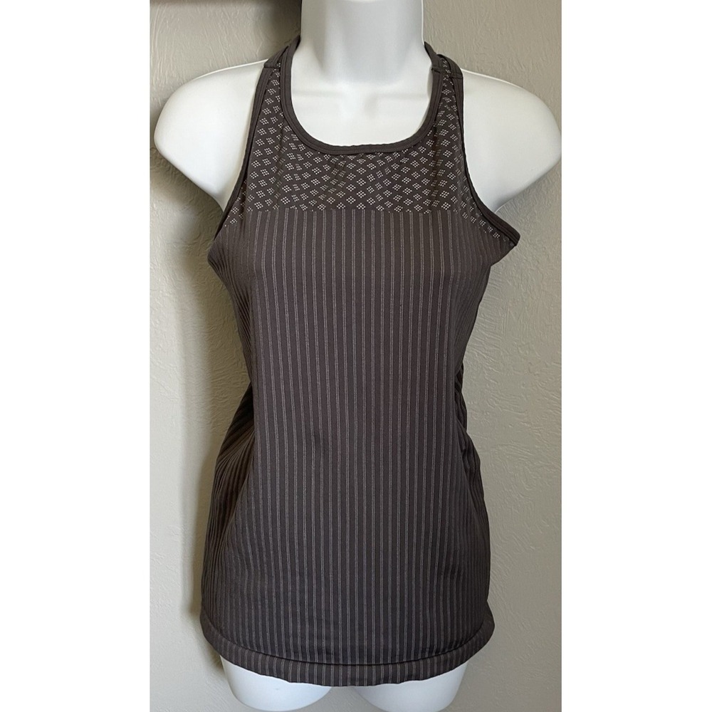 Athleta Seamless Tank Top Size Large Gray Racerback‎ Ribbed Active Shirt Top